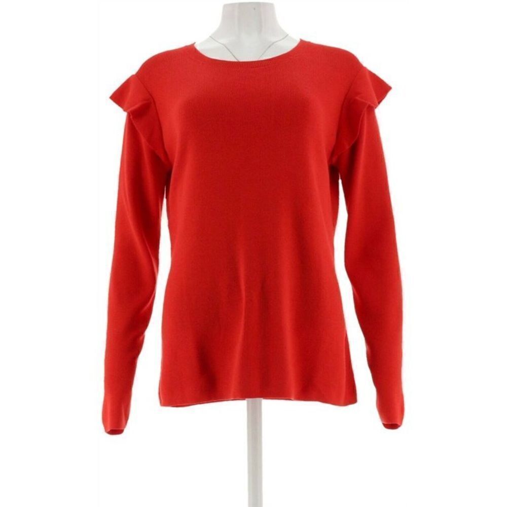 Du Jour Ruffle Shoulder Rib Knit Sweater - Picture 2 of 5